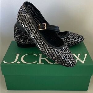 J. Crew Black and Silver Sequin Mary Jane size 8